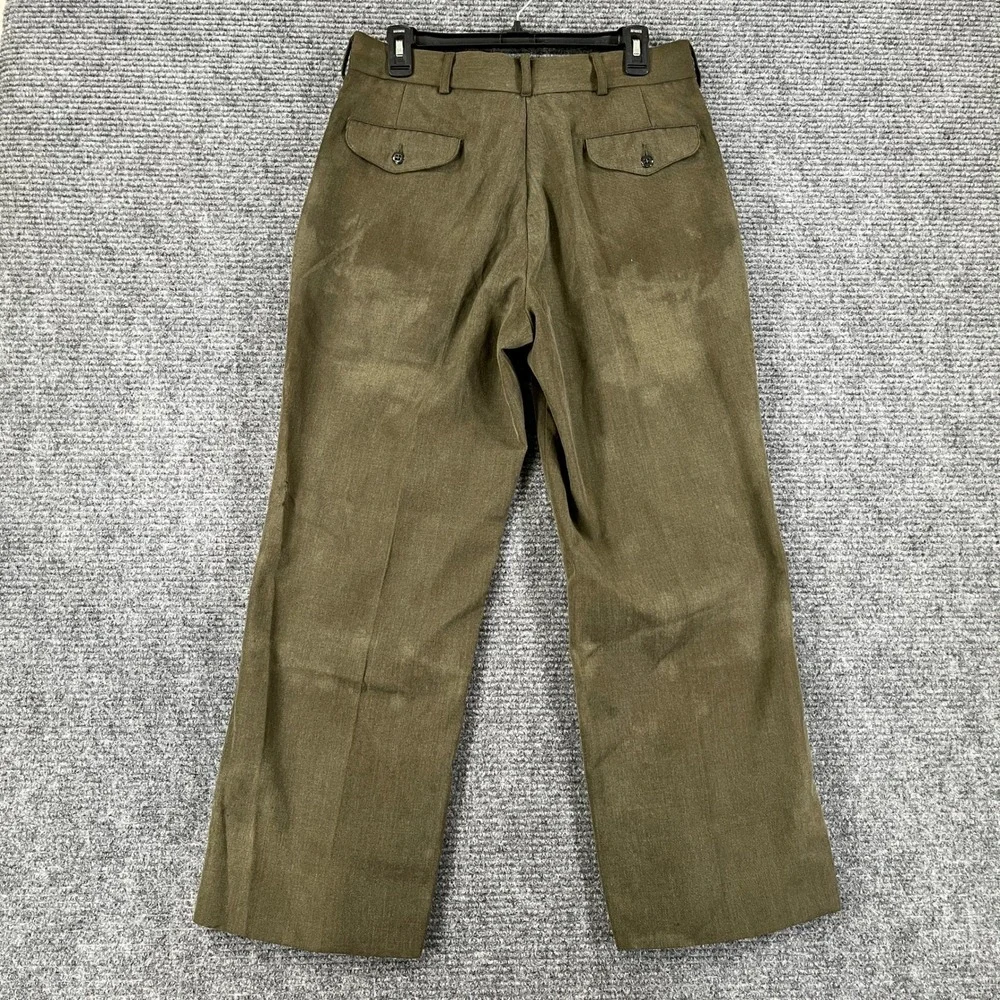 US Marine Corps Coates Brothers Trousers Men 34S Green Poly Wool Dress Uniform